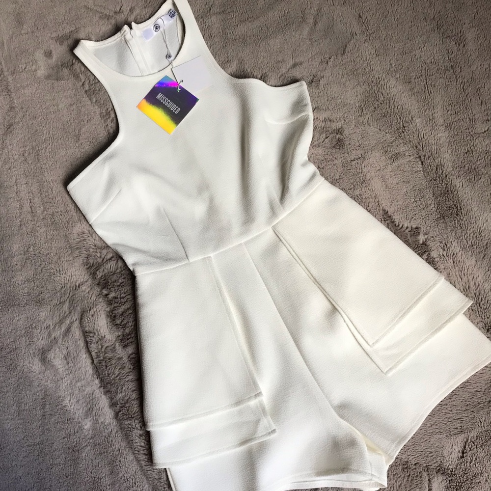 Misguided Racer Neck Peplum Playsuit - Picture 3 of 8